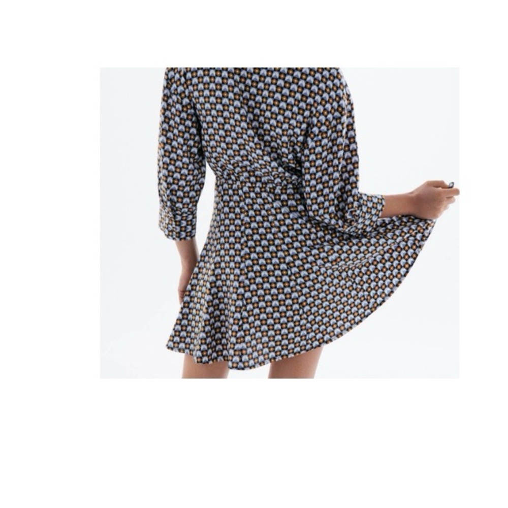 Zara Geometric Printed Button Down Mini Shirt Dre… - image 7